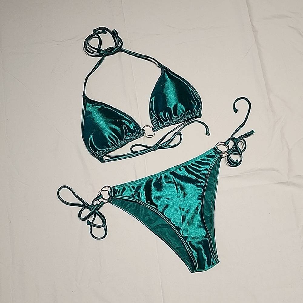 🐍metallic green women's bikini set🐍